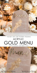 TABLE DECOR SIGNS Acrylic table decor Numbers Acrylic Arch Cappuccino Table Menu, Clear Acrylic And Gold Sign, Nude Gold Plexi Table Numbers, Tan Luxury Wedding Table Decor, Earthy Wedding Signage Golden Mirror Table Numbers25