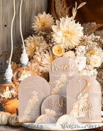 TABLE DECOR SIGNS Acrylic table decor Numbers Acrylic Arch Cappuccino Table Menu, Clear Acrylic And Gold Sign, Nude Gold Plexi Table Numbers, Tan Luxury Wedding Table Decor, Earthy Wedding Signage Golden Mirror Table Numbers25