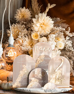 TABLE DECOR SIGNS Acrylic table decor Numbers Acrylic Arch Cappuccino Table Menu, Clear Acrylic And Gold Sign, Nude Gold Plexi Table Numbers, Tan Luxury Wedding Table Decor, Earthy Wedding Signage Golden Mirror Table Numbers25
