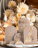 TABLE DECOR SIGNS Acrylic table decor Numbers Acrylic Arch Cappuccino Table Menu, Clear Acrylic And Gold Sign, Nude Gold Plexi Table Numbers, Tan Luxury Wedding Table Decor, Earthy Wedding Signage Golden Mirror Table Numbers25