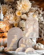 TABLE DECOR SIGNS Acrylic table decor Numbers Acrylic Arch Cappuccino Table Menu, Clear Acrylic And Gold Sign, Nude Gold Plexi Table Numbers, Tan Luxury Wedding Table Decor, Earthy Wedding Signage Golden Mirror Table Numbers25