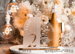 TABLE DECOR SIGNS Acrylic table decor Numbers Acrylic Arch Table Number and menu Combo, Clear and Frozen Acrylic gold Sign, Gold Plexi Table Number and Menu Combo Luxury Wedding Table Decor, Wedding Signage21