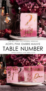 TABLE DECOR SIGNS Acrylic table decor Numbers Pale Pink Ombre Mauve Acrylic Table Numbers, Dusty Rose Acrylic & gold Sign, Gold Plum Plexi Table Numbers, Luxury Purple Wedding Table Decor,3D Wedding Signage16
