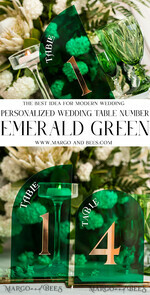 TABLE DECOR SIGNS Acrylic table decor Numbers Acrylic Arch Green Table Numbers, Emerald Green Acrylic and gold table numbers, Gold Plexi Table Numbers, Luxury Wedding Table Decor, Greenery Wedding Sign17