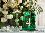 TABLE DECOR SIGNS Acrylic table decor Numbers Acrylic Arch Green Table Numbers, Emerald Green Acrylic and gold table numbers, Gold Plexi Table Numbers, Luxury Wedding Table Decor, Greenery Wedding Sign17