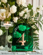 TABLE DECOR SIGNS Acrylic table decor Numbers Acrylic Arch Green Table Numbers, Emerald Green Acrylic and gold table numbers, Gold Plexi Table Numbers, Luxury Wedding Table Decor, Greenery Wedding Sign17