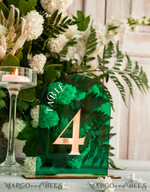 TABLE DECOR SIGNS Acrylic table decor Numbers Acrylic Arch Green Table Numbers, Emerald Green Acrylic and gold table numbers, Gold Plexi Table Numbers, Luxury Wedding Table Decor, Greenery Wedding Sign17
