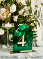 TABLE DECOR SIGNS Acrylic table decor Numbers Acrylic Arch Green Table Numbers, Emerald Green Acrylic and gold table numbers, Gold Plexi Table Numbers, Luxury Wedding Table Decor, Greenery Wedding Sign17
