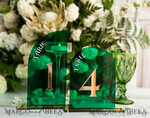 TABLE DECOR SIGNS Acrylic table decor Numbers Acrylic Arch Green Table Numbers, Emerald Green Acrylic and gold table numbers, Gold Plexi Table Numbers, Luxury Wedding Table Decor, Greenery Wedding Sign17
