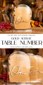 TABLE DECOR SIGNS Acrylic table decor Numbers Acrylic Arch Table Numbers, Clear Acrylic And Gold Sign, Gold Plexi Table Numbers, Luxury Wedding Table Decor, Wedding Signage Golden Mirror Table Numbers  17