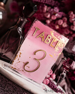 TABLE DECOR SIGNS Acrylic table decor Numbers Pale Pink Ombre Mauve Acrylic Table Numbers, Dusty Rose Acrylic & gold Sign, Gold Plum Plexi Table Numbers, Luxury Purple Wedding Table Decor, Wedding Signage Golden mirror table numbers11