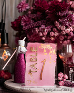 TISCHDEKORATIONSCHILDER   Acryl Tischdekoration Zahlen Blassrosa Ombre Mauve Acryl Tischnummer, Staubige Rose Acryl & goldene Beschilderung, Gold Pflaume Plexi Tischnummern, Luxus lila Hochzeits Tischdekoration, 3D Hochzeitsbeschilderung18