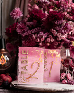 TISCHDEKORATIONSCHILDER   Acryl Tischdekoration Zahlen Blassrosa Ombre Mauve Acryl Tischnummer, Staubige Rose Acryl & goldene Beschilderung, Gold Pflaume Plexi Tischnummern, Luxus lila Hochzeits Tischdekoration, 3D Hochzeitsbeschilderung18