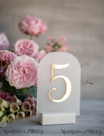 TABLE DECOR SIGNS Acrylic table decor Numbers Acrylic Arch Frozen Table Numbers, Arch Acrylic and gold Sign, Gold Plexi Table Numbers, Luxury Wedding Table Decor, Wedding Signage Golden mirror table numbers 4