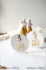 TABLE DECOR SIGNS Acrylic table decor Numbers Acrylic Round Table Numbers, Gloss White Acrylic And Gold Sign, Gold Plexi Table Numbers, Luxury Wedding Table Decor, Wedding Signage Golden Mirror Table Numbers9