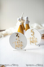 TABLE DECOR SIGNS Acrylic table decor Numbers Acrylic Round Table Numbers, Gloss White Acrylic And Gold Sign, Gold Plexi Table Numbers, Luxury Wedding Table Decor, Wedding Signage Golden Mirror Table Numbers9