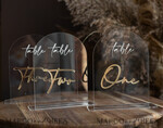 TABLE DECOR SIGNS Acrylic table decor Numbers Transparent Acrylic Arch Table Numbers, Clear Acrylic And Gold Signs, Gold Plexi Table Numbers, Luxury Wedding Table Decor, Wedding Signage Golden Mirror Number6