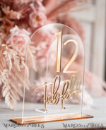TABLE DECOR SIGNS Acrylic table decor Numbers Acrylic Arch Table Numbers, Clear Acrylic And Gold Sign, Gold Plexi Table Numbers, Luxury Wedding Table Decor, Wedding Signage Golden Mirror Table Numbers25
