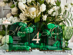 TABLE DECOR SIGNS Acrylic table decor Numbers Acrylic Arch Green Bar Menu, Emerald Green and gold Bar Menu, Green Acrylic Gold Plexi Drink Bar Menu, Luxury Wedding Drink Bar Table Decor, Wedding Sign11