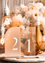 TABLE DECOR SIGNS Acrylic table decor Numbers Acrylic Arch Table Numbers, Clear Acrylic and golden Sign, Gold Plexi Table Numbers, Luxury Wedding Table Decor, 3D Golden mirror Wedding Signage, Editable Text10