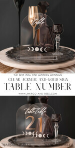 TABLE DECOR SIGNS Acrylic table decor Numbers Acrylic Arch Table Numbers, Clear Acrylic and gold Sign, Gold Plexi Table Numbers, Luxury Wedding Table Decor, Wedding Golden mirror and white UV table numbers 8