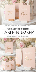 TABLE DECOR SIGNS Acrylic table decor Numbers Wedding table numbers, Pink and Gold Table numbers,  Acrylic table numbers, Set of Table Numbers, Centerpieces Luxury Decorations, Wedding Table Numbers BpPXSet12