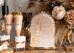 TISCHDEKORATIONSCHILDER   Acryl Tischdekoration Zahlen Acrylbogen Dessertmenü, klarer Acryl-Gold-Candy-Bar-Schild, Gold-Plexiglas-Tischbogen-Menü, luxuriöse Hochzeits-Tischdekoration, Hochzeitsbeschilderung goldener Spiegel-Dessertmenü20