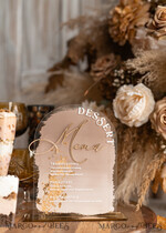 TISCHDEKORATIONSCHILDER   Acryl Tischdekoration Zahlen Acrylbogen Dessertmenü, klarer Acryl-Gold-Candy-Bar-Schild, Gold-Plexiglas-Tischbogen-Menü, luxuriöse Hochzeits-Tischdekoration, Hochzeitsbeschilderung goldener Spiegel-Dessertmenü20