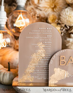TABLE DECOR SIGNS Acrylic table decor Numbers Acrylic Arch Cappuccino Bar Menu, Clear Acrylic And Gold Bar Menu, Nude Taupe Gold Plexi Drink Bar Menu, Tan Luxury Wedding Drink Bar Table Decor, Earthy Wedding Signage Golden Mirror Bar Menu45