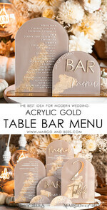 TABLE DECOR SIGNS Acrylic table decor Numbers Acrylic Arch Cappuccino Bar Menu, Clear Acrylic And Gold Bar Menu, Nude Taupe Gold Plexi Drink Bar Menu, Tan Luxury Wedding Drink Bar Table Decor, Earthy Wedding Signage Golden Mirror Bar Menu45
