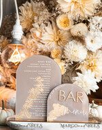 TABLE DECOR SIGNS Acrylic table decor Numbers Acrylic Arch Cappuccino Bar Menu, Clear Acrylic And Gold Bar Menu, Nude Taupe Gold Plexi Drink Bar Menu, Tan Luxury Wedding Drink Bar Table Decor, Earthy Wedding Signage Golden Mirror Bar Menu45