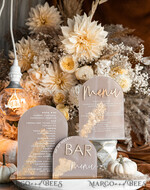 TABLE DECOR SIGNS Acrylic table decor Numbers Acrylic Arch Cappuccino Bar Menu, Clear Acrylic And Gold Bar Menu, Nude Taupe Gold Plexi Drink Bar Menu, Tan Luxury Wedding Drink Bar Table Decor, Earthy Wedding Signage Golden Mirror Bar Menu45