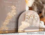 TABLE DECOR SIGNS Acrylic table decor Numbers Acrylic Arch Cappuccino Bar Menu, Clear Acrylic And Gold Bar Menu, Nude Taupe Gold Plexi Drink Bar Menu, Tan Luxury Wedding Drink Bar Table Decor, Earthy Wedding Signage Golden Mirror Bar Menu45