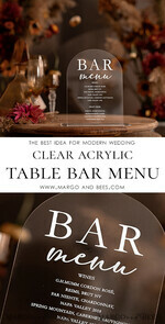 TABLE DECOR SIGNS Acrylic table decor Numbers Acrylic Arch Bar Menu, Clear Acrylic Sign, Transparent Acrylic Wedding Stand, Luxury Wedding Table Decor, Modern Wedding Signage Acryl Sign, White Editable Text5