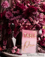 TABLE DECOR SIGNS Acrylic table decor Numbers Pale Pink Ombre Mauve Acrylic Table Numbers, Dusty Rose Acrylic & gold Sign, Golden Plum Plexi Table Numbers, Luxury Purple Wedding Table Decor, Wedding Signage13