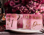 TABLE DECOR SIGNS Acrylic table decor Numbers Pale Pink Ombre Mauve Acrylic Table Numbers, Dusty Rose Acrylic & gold Sign, Golden Plum Plexi Table Numbers, Luxury Purple Wedding Table Decor, Wedding Signage13