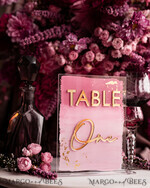 TABLE DECOR SIGNS Acrylic table decor Numbers Pale Pink Ombre Mauve Acrylic Table Numbers, Dusty Rose Acrylic & gold Sign, Golden Plum Plexi Table Numbers, Luxury Purple Wedding Table Decor, Wedding Signage13