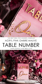 TABLE DECOR SIGNS Acrylic table decor Numbers Pale Pink Ombre Mauve Acrylic Table Numbers, Dusty Rose Acrylic & gold Sign, Golden Plum Plexi Table Numbers, Luxury Purple Wedding Table Decor, Wedding Signage13