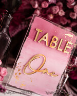TABLE DECOR SIGNS Acrylic table decor Numbers Pale Pink Ombre Mauve Acrylic Table Numbers, Dusty Rose Acrylic & gold Sign, Golden Plum Plexi Table Numbers, Luxury Purple Wedding Table Decor, Wedding Signage13