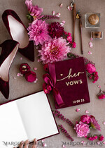 WEDDING VOWS Acrylic Clear Gold Maroon Bride and groom vow books, Burgundy wedding vow books set of two, Velvet Marsala personalized vow booklets, Golden Mirror his and her vow books, Acrylic Velvet Gold custom wedding vow cases, bridal shower gift9