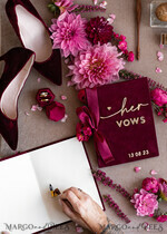 WEDDING VOWS Acrylic Clear Gold Maroon Bride and groom vow books, Burgundy wedding vow books set of two, Velvet Marsala personalized vow booklets, Golden Mirror his and her vow books, Acrylic Velvet Gold custom wedding vow cases, bridal shower gift9