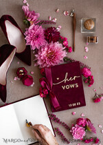 WEDDING VOWS Acrylic Clear Gold Maroon Bride and groom vow books, Burgundy wedding vow books set of two, Velvet Marsala personalized vow booklets, Golden Mirror his and her vow books, Acrylic Velvet Gold custom wedding vow cases, bridal shower gift9