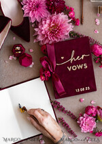 WEDDING VOWS Acrylic Clear Gold Maroon Bride and groom vow books, Burgundy wedding vow books set of two, Velvet Marsala personalized vow booklets, Golden Mirror his and her vow books, Acrylic Velvet Gold custom wedding vow cases, bridal shower gift9