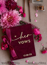 WEDDING VOWS Acrylic Clear Gold Maroon Bride and groom vow books, Burgundy wedding vow books set of two, Velvet Marsala personalized vow booklets, Golden Mirror his and her vow books, Acrylic Velvet Gold custom wedding vow cases, bridal shower gift9