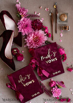 WEDDING VOWS Acrylic Clear Gold Burgundy Bride and groom vow books, Maroon wedding vow books set of two, Velvet Marsala personalized vow booklets, Golden Mirror his and her vow books, Acrylic Copper Gold custom wedding vow cases, bridal shower gift8