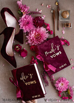 WEDDING VOWS Acrylic Clear Gold Burgundy Bride and groom vow books, Maroon wedding vow books set of two, Velvet Marsala personalized vow booklets, Golden Mirror his and her vow books, Acrylic Copper Gold custom wedding vow cases, bridal shower gift8