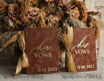 WEDDING VOWS Acrylic Clear Gold Terracotta Fall Bride and groom vow books, Burnt Orange wedding vow books set of two, Velvet rust personalized vow booklets, Golden Mirror his and her vow books, Acrylic Copper Gold custom wedding vow cases, bridal shower gift13