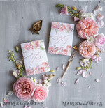 WEDDING VOWS modern Wedding vows custom card, Personalized Wedding Vow Booklets, Personalised Wedding Vow Books, Custom Vow Books, Pink Floral Wedding Vows Book2