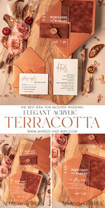 SAMPLING SERVICE samples Copper wedding Invitation Sample, handmade sample set, Terracotta Velvet wedding invitation, transparent acryl invites sample set5