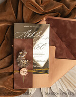 PROBENNEHMESERVICE
 Muster
 Muster, maßgeschneiderte Musterkollektion Herbst Spiegelgold Hochzeitskarten, elegante Terrakotta Hochzeitskarten, burnt orange Acryl Hochzeits Einladungen, Spiegelgold Plexi Hochzeits Einladungssuite.19